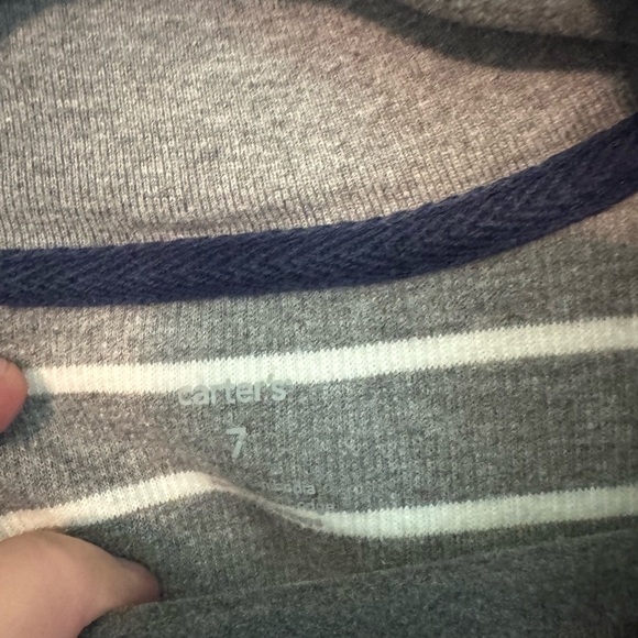 Gray Striped Kids 3/4 Zip Adorable Preppy Sweater Polo Shirt . Kids 7 - Picture 6 of 7